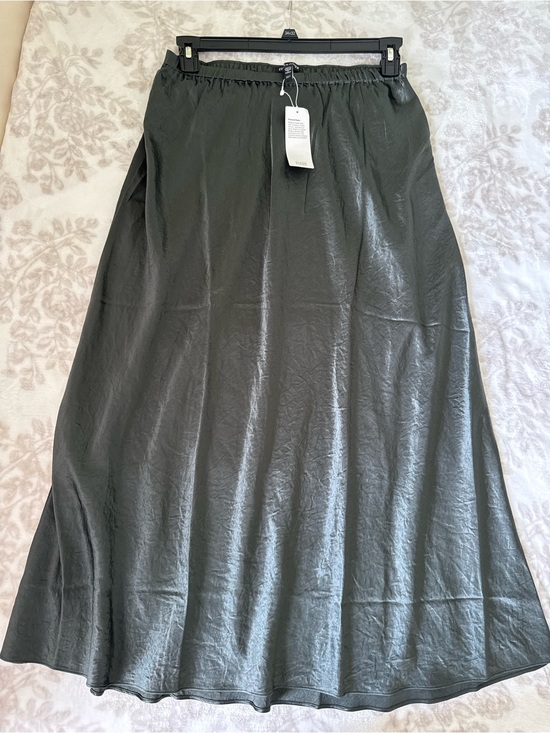 Eileen Fisher Dresses & Skirts - NWT EILEEN FISHER Textured Satin Olive Green Midi Skirt